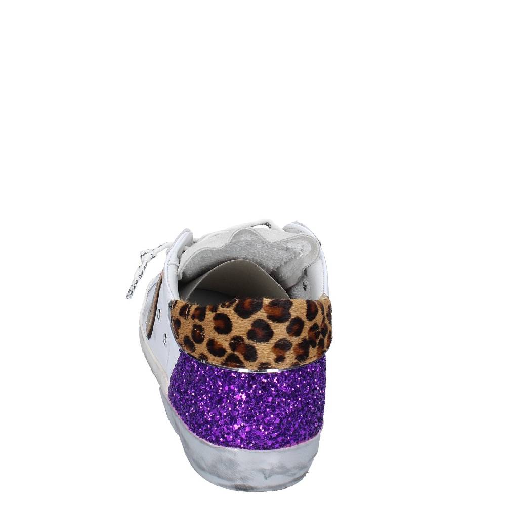 scarpe donna PHILIPPE MODEL sneakers bianco paillettes viola camoscio VINT EX368 Qualità Garantita