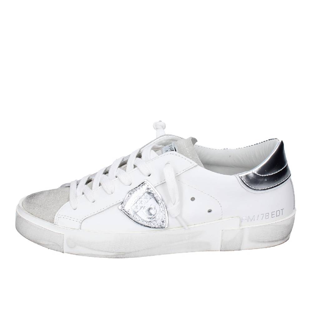 scarpe donna PHILIPPE MODEL sneakers bianco pelle beige camoscio VINTAGE EX353 Consegna Veloce