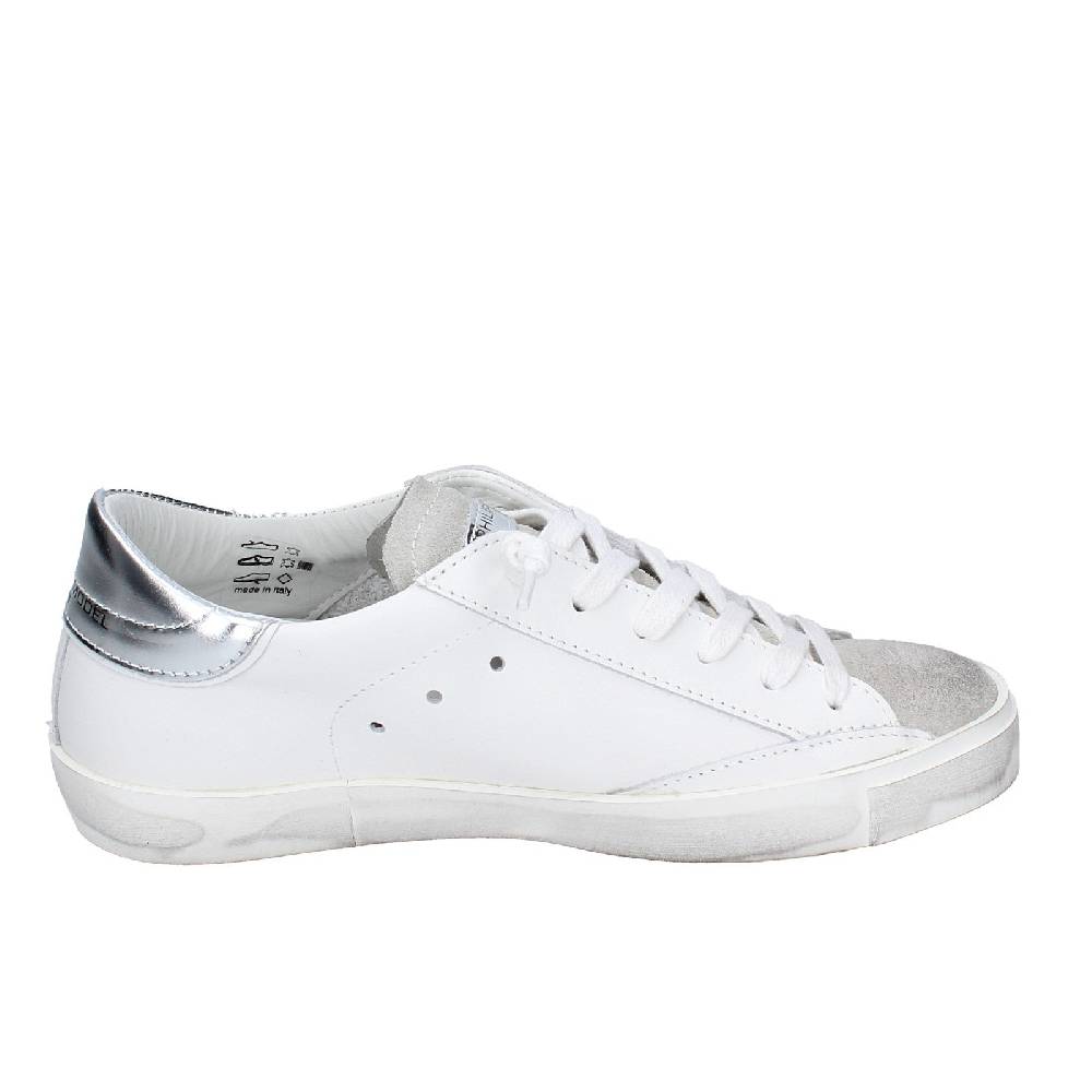 scarpe donna PHILIPPE MODEL sneakers bianco pelle beige camoscio VINTAGE EX353 Consegna Veloce