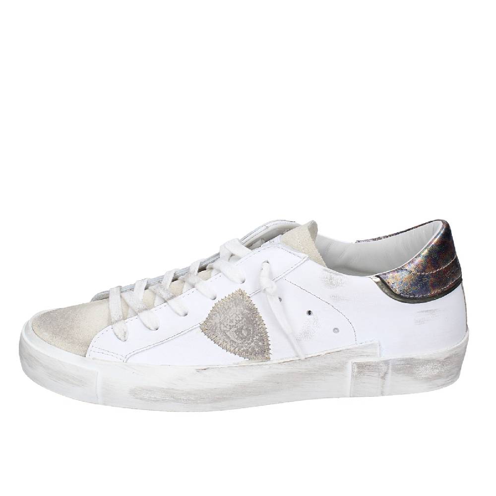 scarpe donna PHILIPPE MODEL sneakers bianco pelle beige camoscio VINTAGE EX352 Fino Al -60%