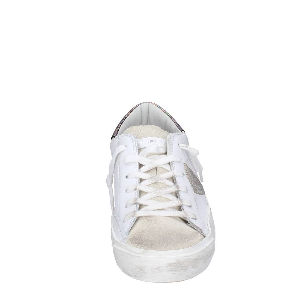 scarpe donna PHILIPPE MODEL sneakers bianco pelle beige camoscio VINTAGE EX352 Fino Al -60%