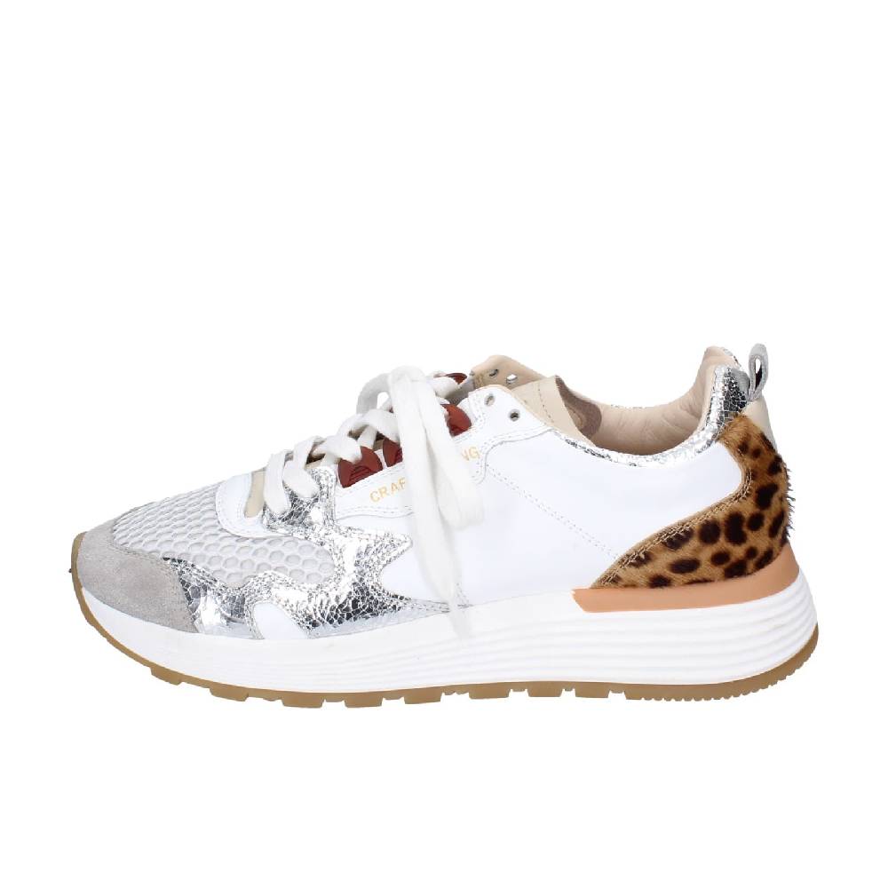 scarpe donna MOMA sneakers bianco pelle argento tessuto 3AS401-CR5 EZ858 Sottocosto