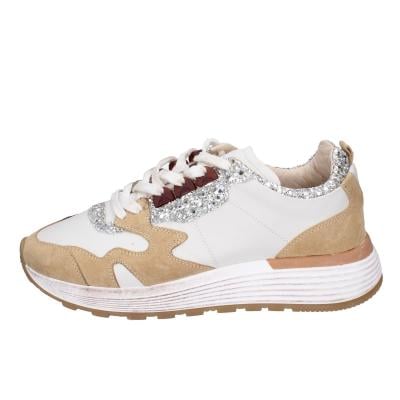 scarpe donna MOMA sneakers marrone pelle beige glitter 3AS401-CR1 BC65 Convenienza