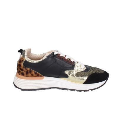 scarpe donna MOMA sneakers nero pelle oro tessuto 3AS401-CR17 BC801 Novità