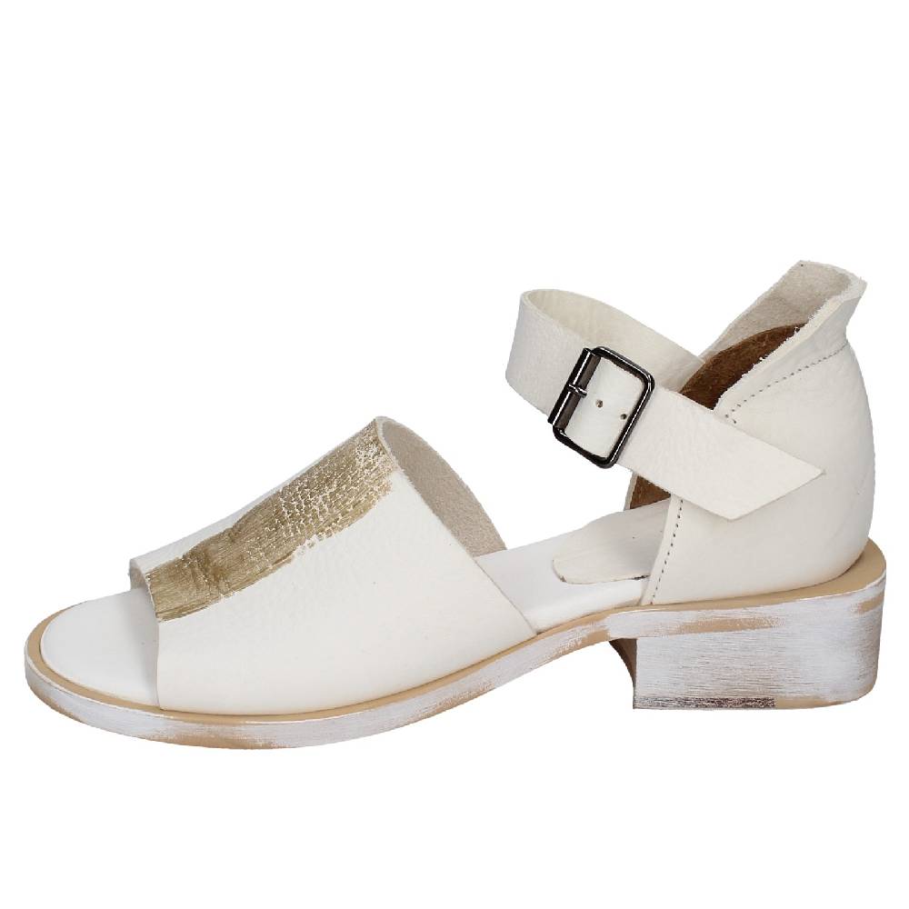scarpe donna MOMA sandali bianco pelle oro 35403G VINTAGE EX403 Saldi Di Fabbrica