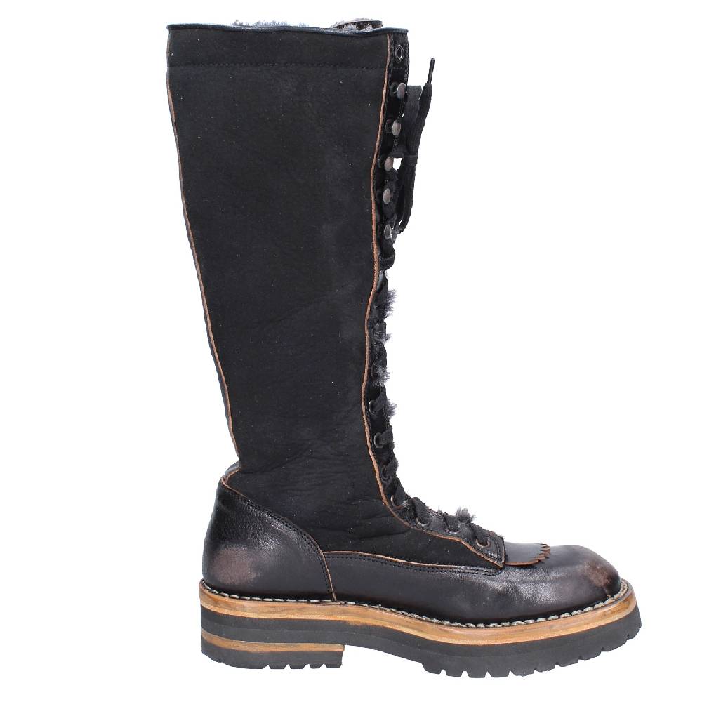 scarpe donna MOMA stivali nero pelle camoscio 81304D VINTAGE EX513 Italy