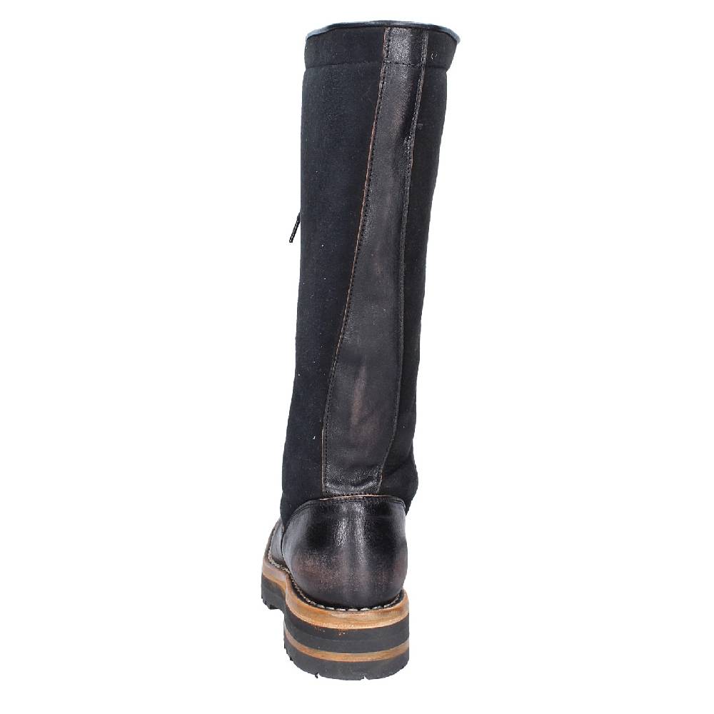 scarpe donna MOMA stivali nero pelle camoscio 81304D VINTAGE EX513 Italy