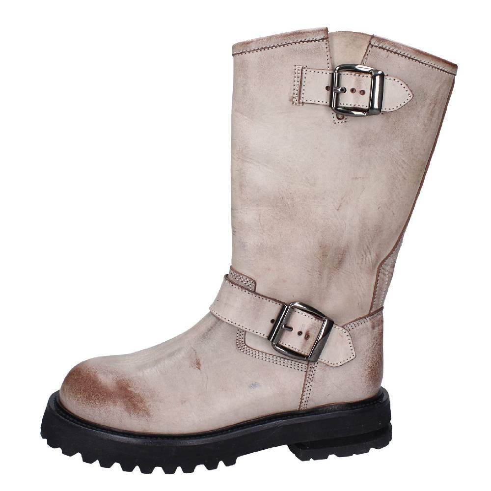 scarpe donna MOMA stivali marrone pelle beige 1DW340 VINTAGE EX517 In Linea