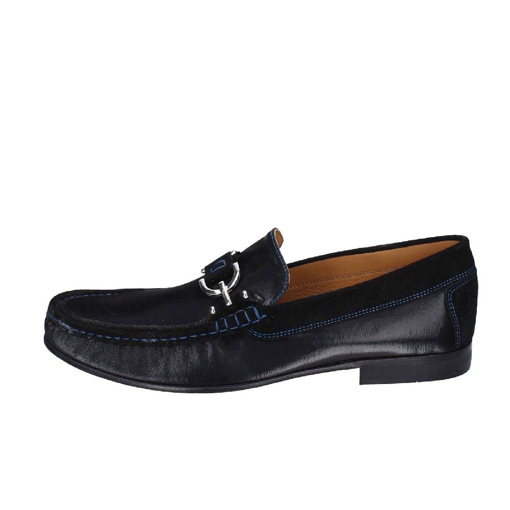 scarpe uomo DONALD PLINER mocassini nero pelle lucida camoscio EY136 Saldi Di Fabbrica