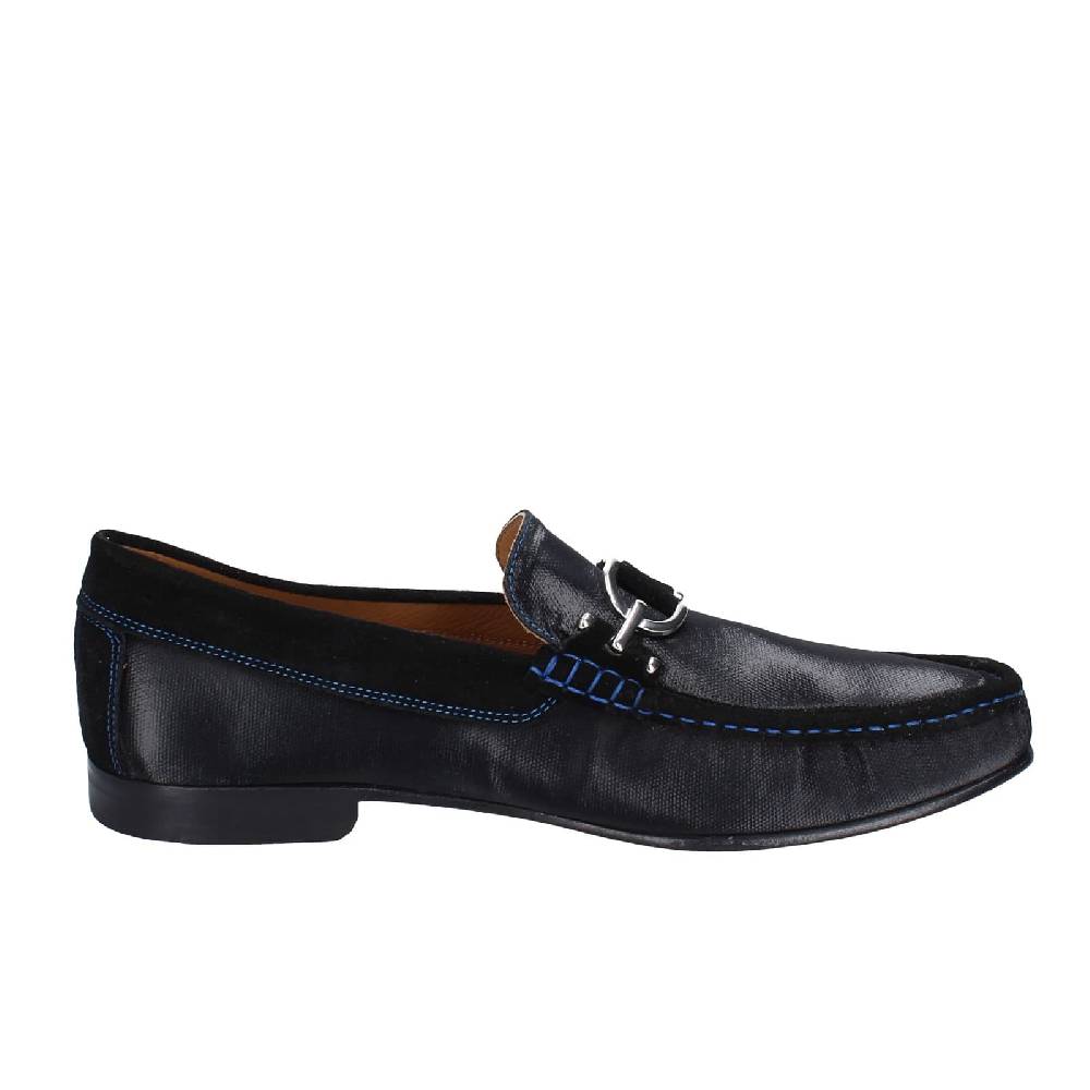 scarpe uomo DONALD PLINER mocassini nero pelle lucida camoscio EY136 Saldi Di Fabbrica