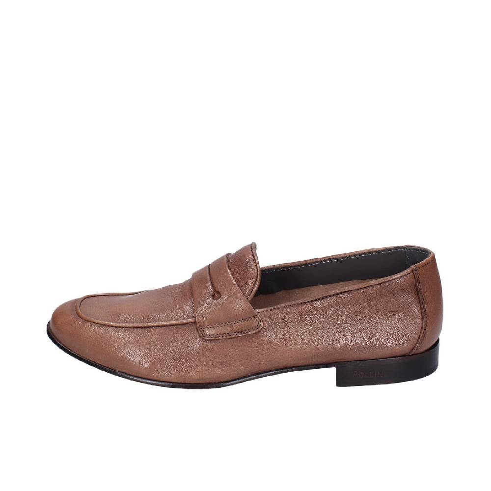 scarpe uomo POLLINI mocassini marrone pelle EY34 Nuova