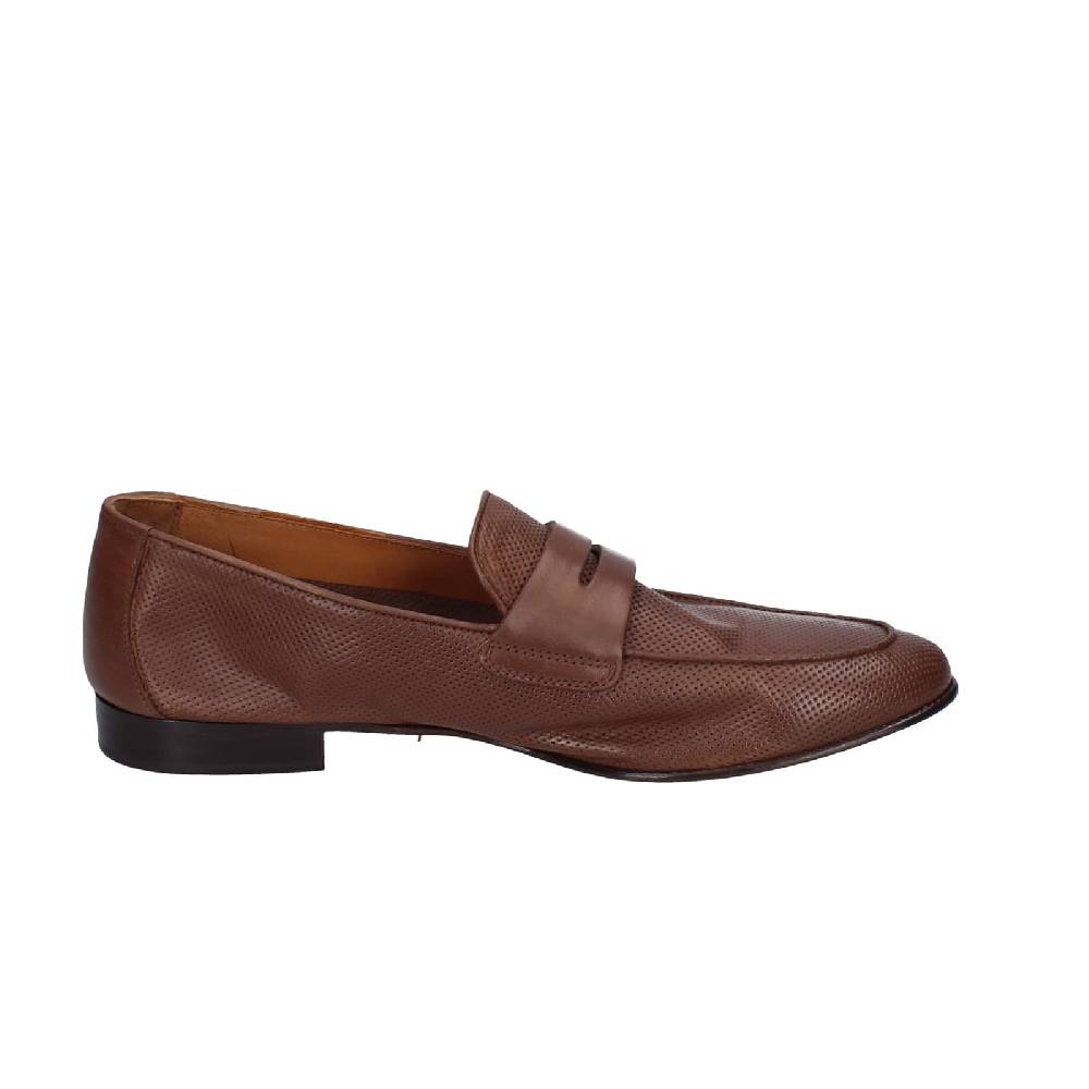 scarpe uomo POLLINI mocassini marrone pelle EY39 Moda