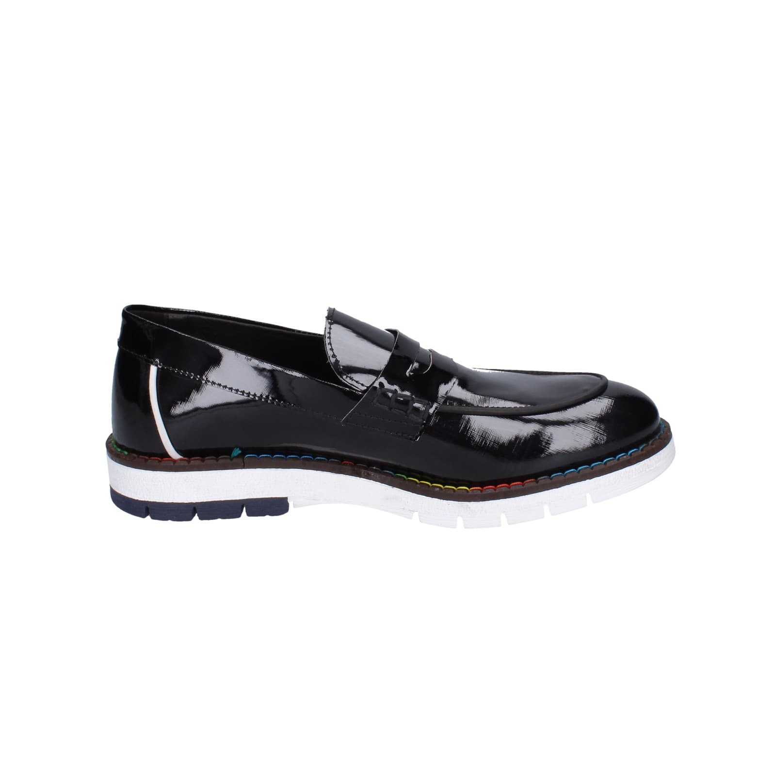 scarpe uomo EVEET mocassini nero vernice EZ230 Italy