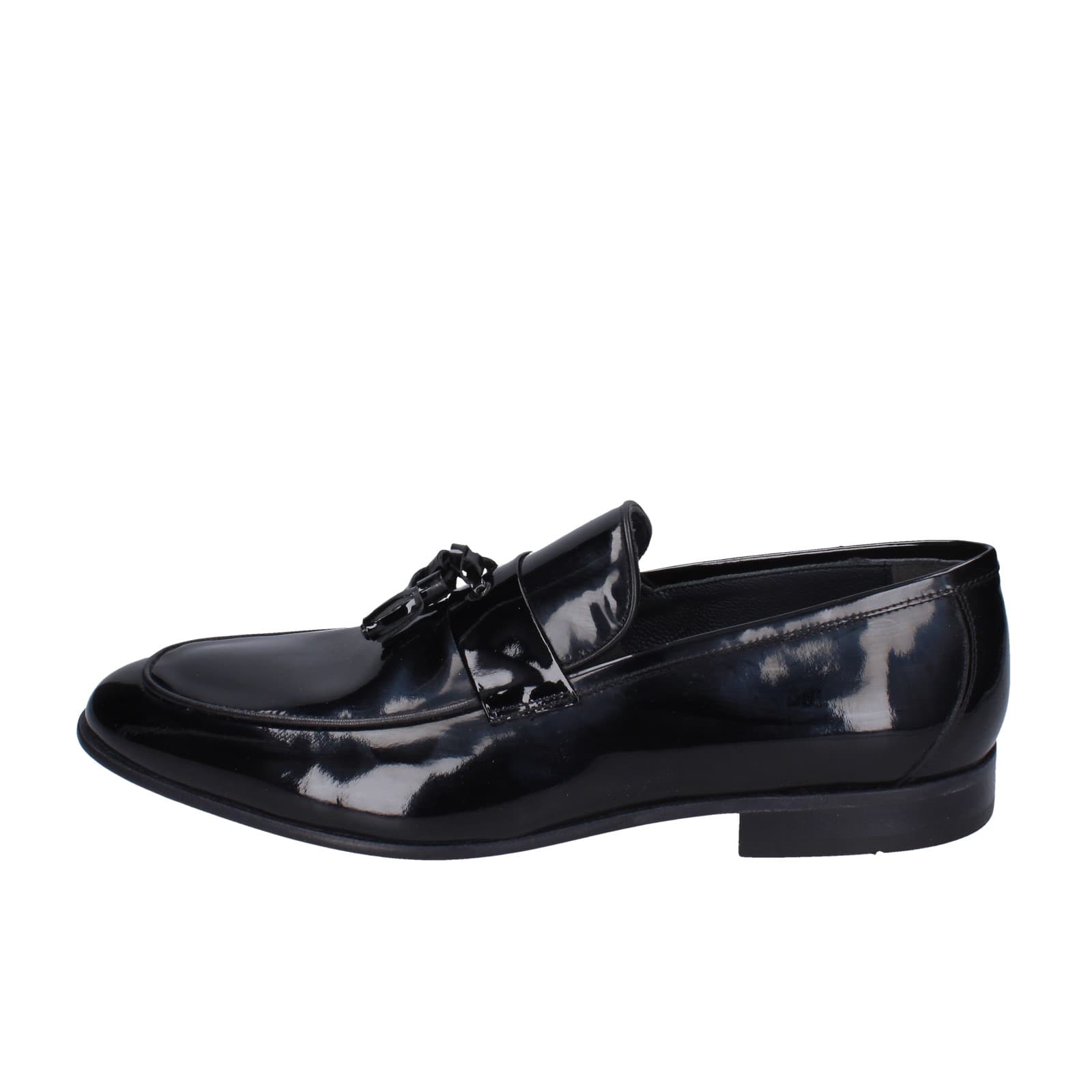 scarpe uomo EVEET mocassini nero vernice EZ91 Qualità