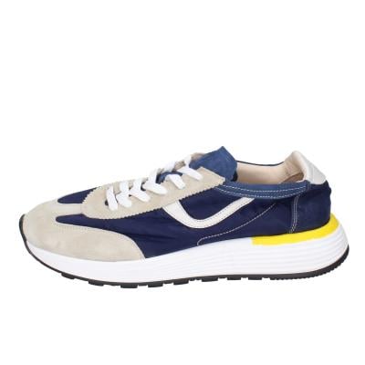 scarpe uomo MOMA classiche blu camoscio beige tela 4AS414-CRNC BC85 Pezzi Unici