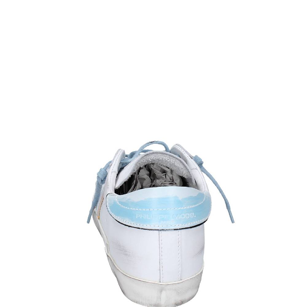 scarpe uomo PHILIPPE MODEL sneakers bianco pelle blu VINTAGE EX357 Saldi