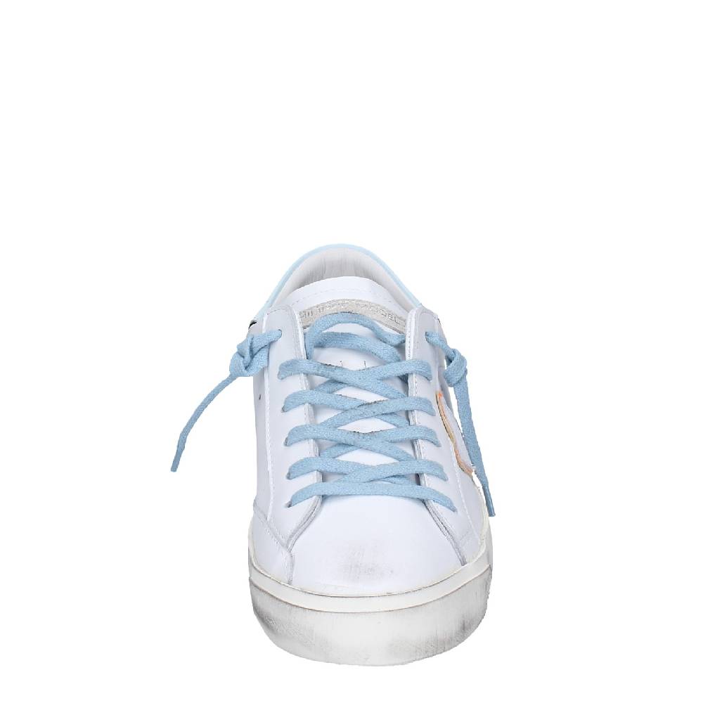 scarpe uomo PHILIPPE MODEL sneakers bianco pelle blu VINTAGE EX357 Saldi