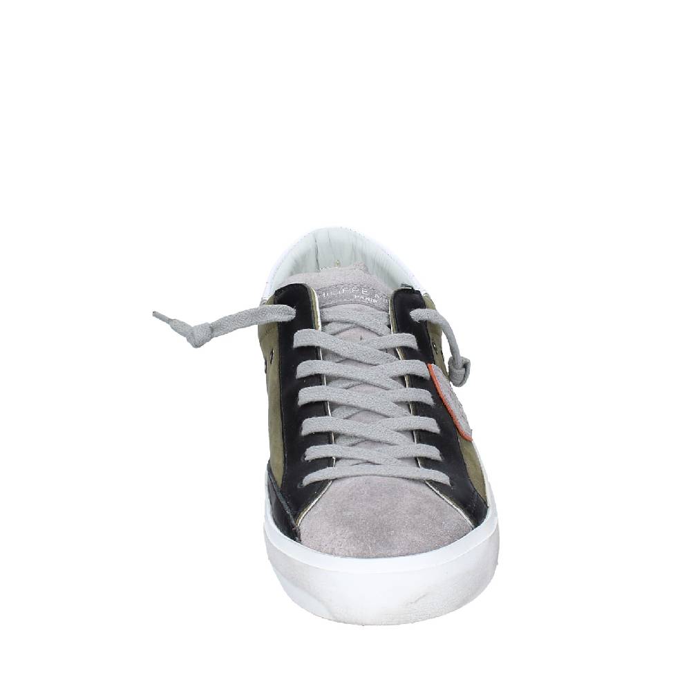 scarpe uomo PHILIPPE MODEL sneakers verde pelle grigio camoscio VINTAGE EX363 Vendita Calda