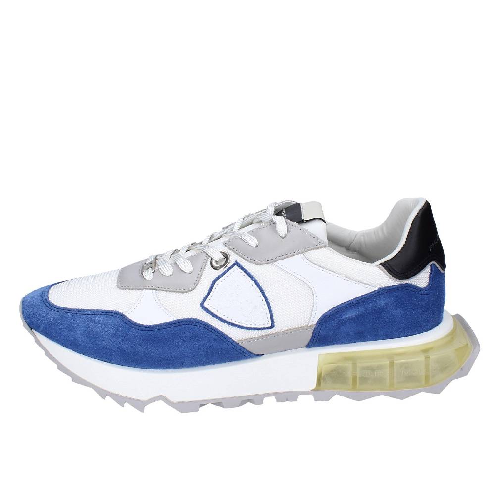 scarpe uomo PHILIPPE MODEL sneakers bianco tessuto blu camoscio EX333 I Più Venduti