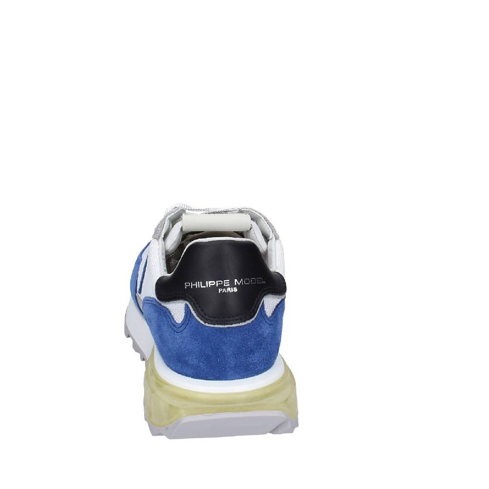 scarpe uomo PHILIPPE MODEL sneakers bianco tessuto blu camoscio EX333 I Più Venduti