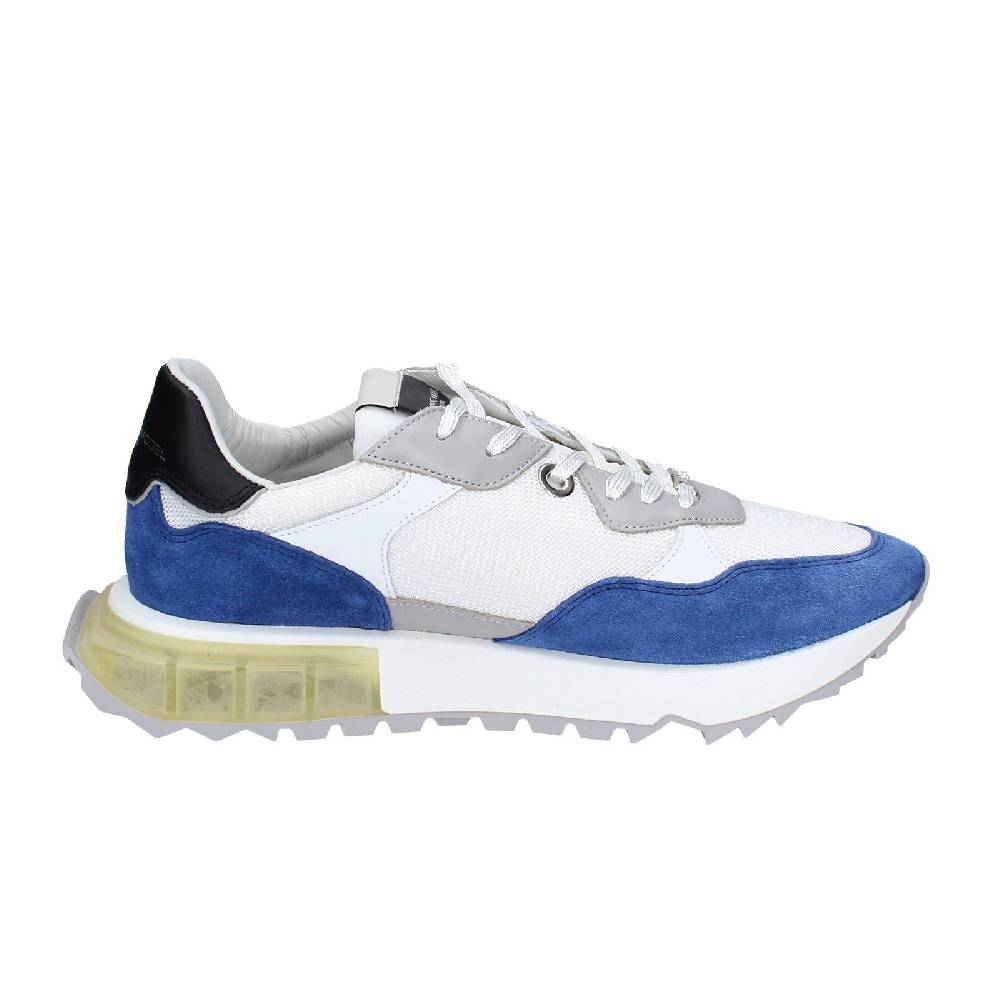 scarpe uomo PHILIPPE MODEL sneakers bianco tessuto blu camoscio EX333 I Più Venduti