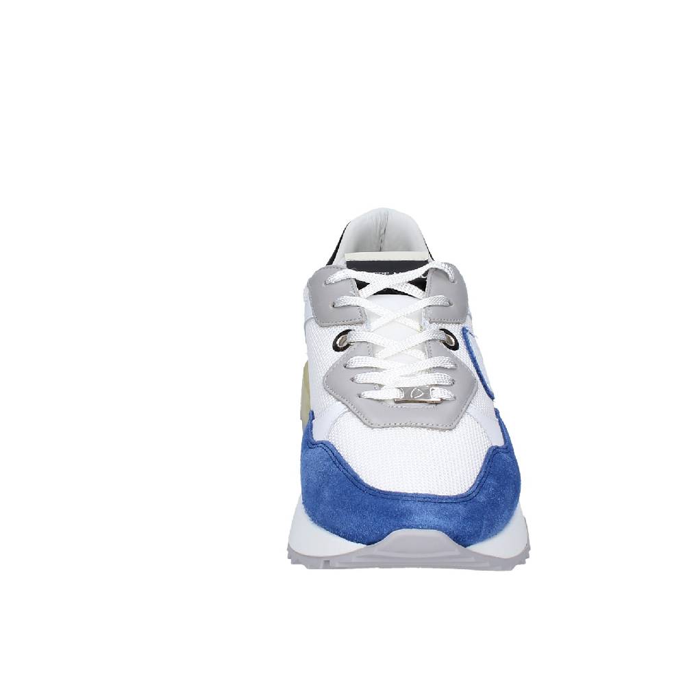 scarpe uomo PHILIPPE MODEL sneakers bianco tessuto blu camoscio EX333 I Più Venduti