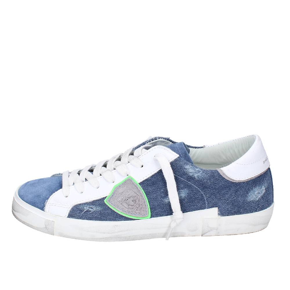 scarpe uomo PHILIPPE MODEL sneakers blu camoscio bianco tessuto VINTAGE EX351 Vendite Flash