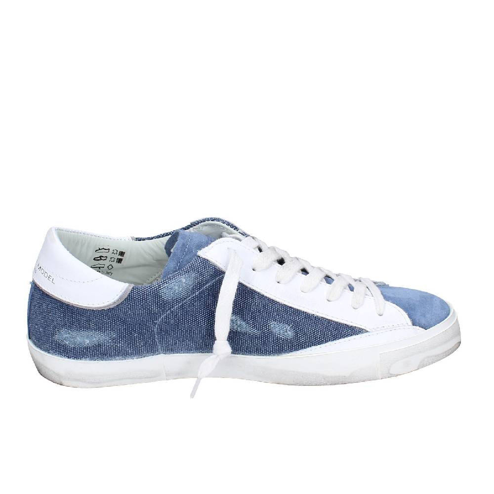 scarpe uomo PHILIPPE MODEL sneakers blu camoscio bianco tessuto VINTAGE EX351 Vendite Flash
