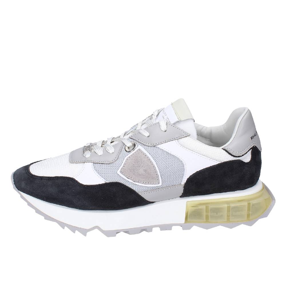 scarpe uomo PHILIPPE MODEL sneakers bianco tessuto grigio camoscio EX332 In Saldo