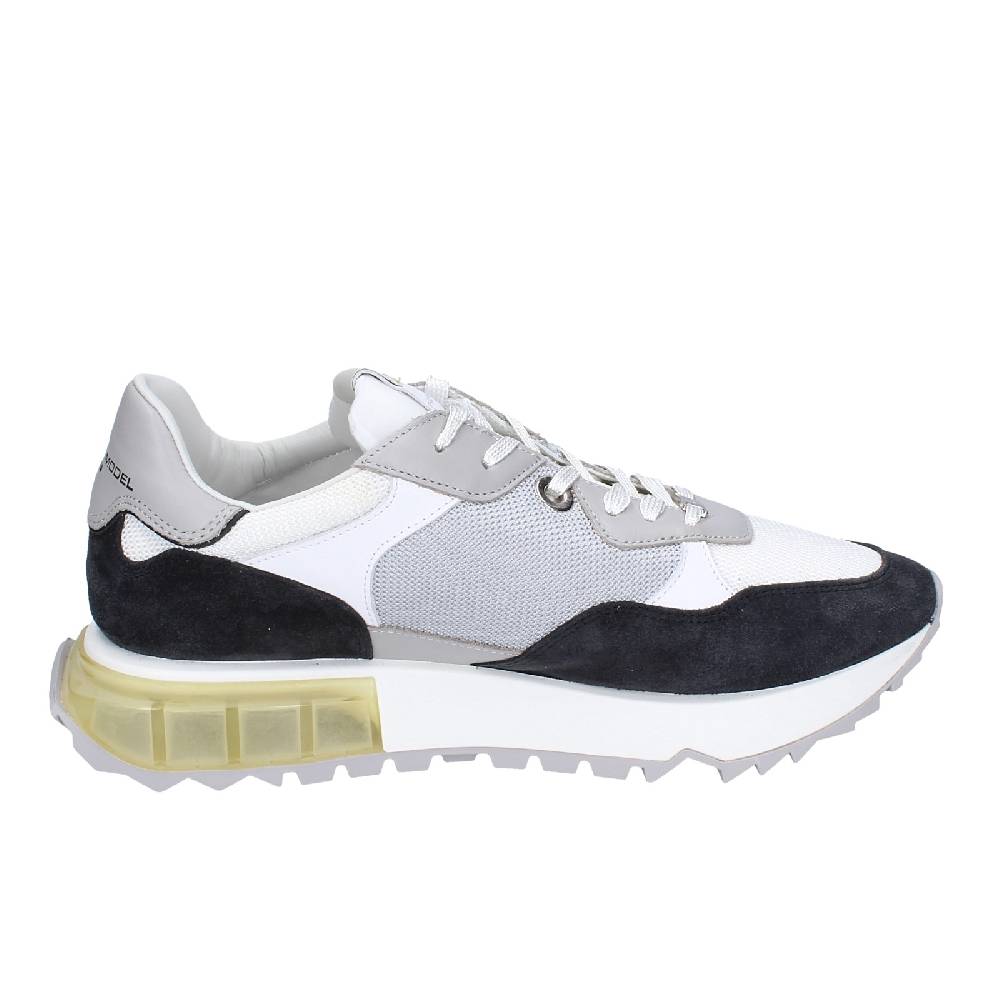 scarpe uomo PHILIPPE MODEL sneakers bianco tessuto grigio camoscio EX332 In Saldo