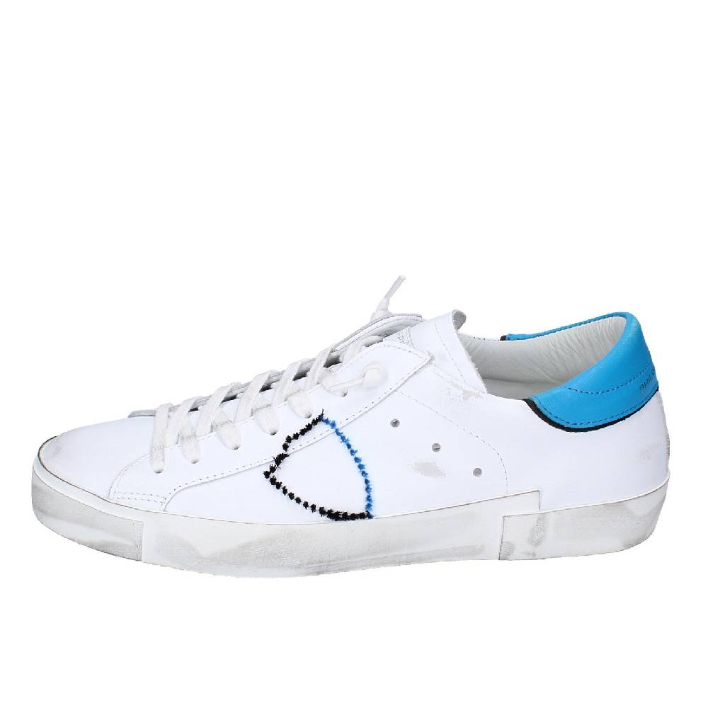 scarpe uomo PHILIPPE MODEL sneakers bianco pelle blu VINTAGE EX360 Moda