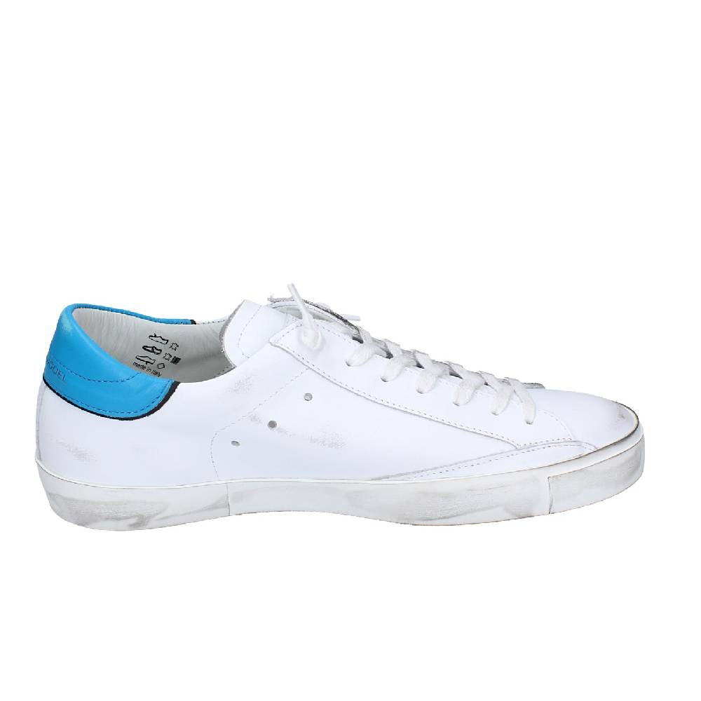 scarpe uomo PHILIPPE MODEL sneakers bianco pelle blu VINTAGE EX360 Moda