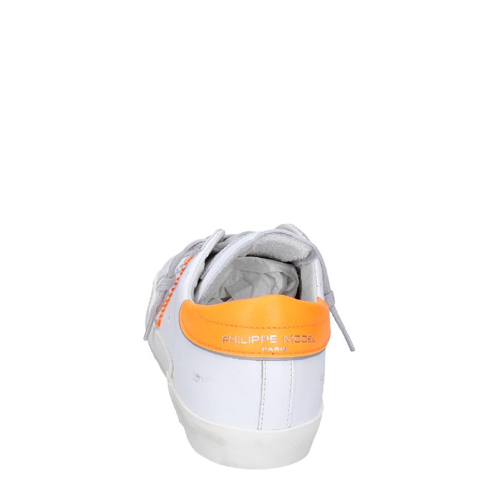 scarpe uomo PHILIPPE MODEL sneakers bianco pelle arancione VINTAGE EX339 Italy