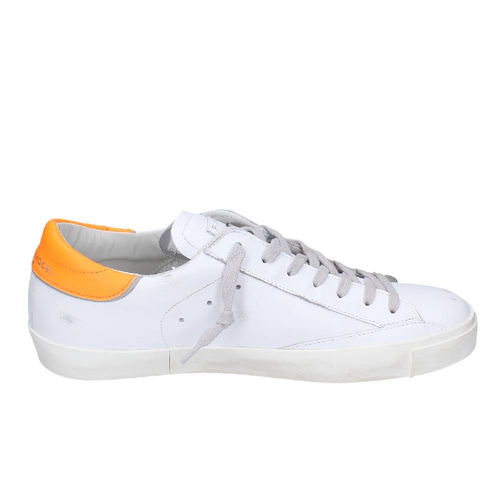 scarpe uomo PHILIPPE MODEL sneakers bianco pelle arancione VINTAGE EX339 Italy