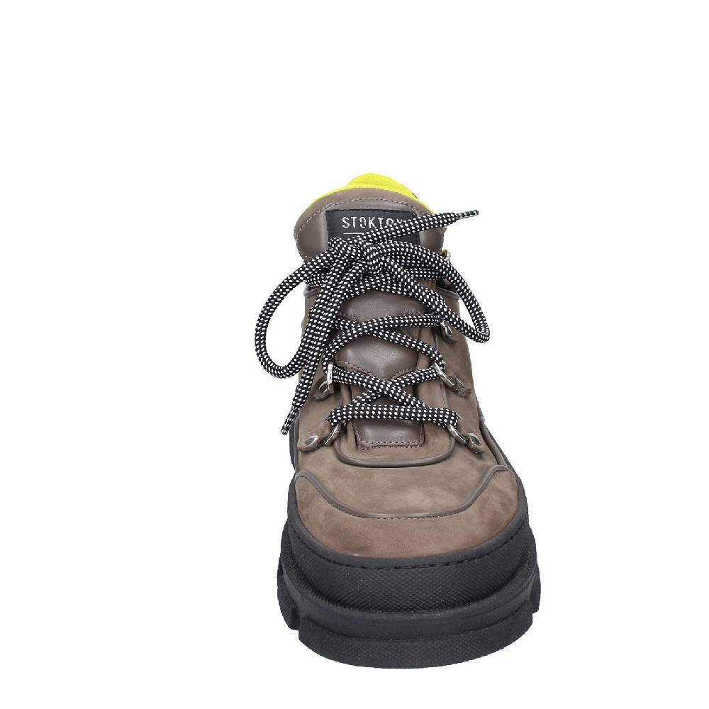 scarpe uomo STOKTON stivaletti beige pelle nabuk nero EX02 Saldi Di Fabbrica