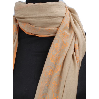 pareo donna NALI' beige cotone arancione AF444 Italy