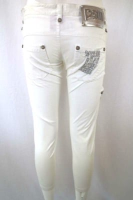 pantaloni donna PINKO 42 bianco cotone AR816 Negozi Online