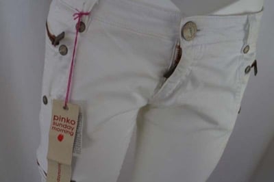 pantaloni donna PINKO 42 bianco cotone AR816 Negozi Online