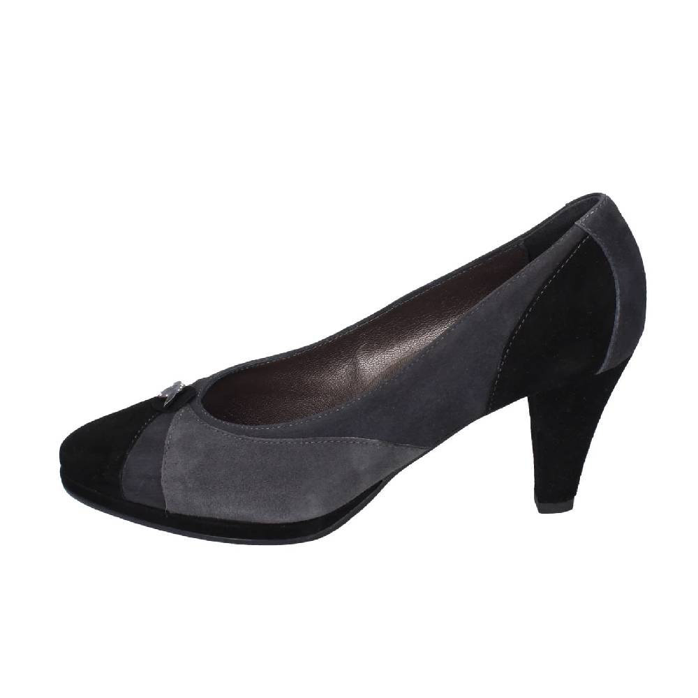 scarpe donna CONFORT decollete nero camoscio grigio EZ369 Outlet