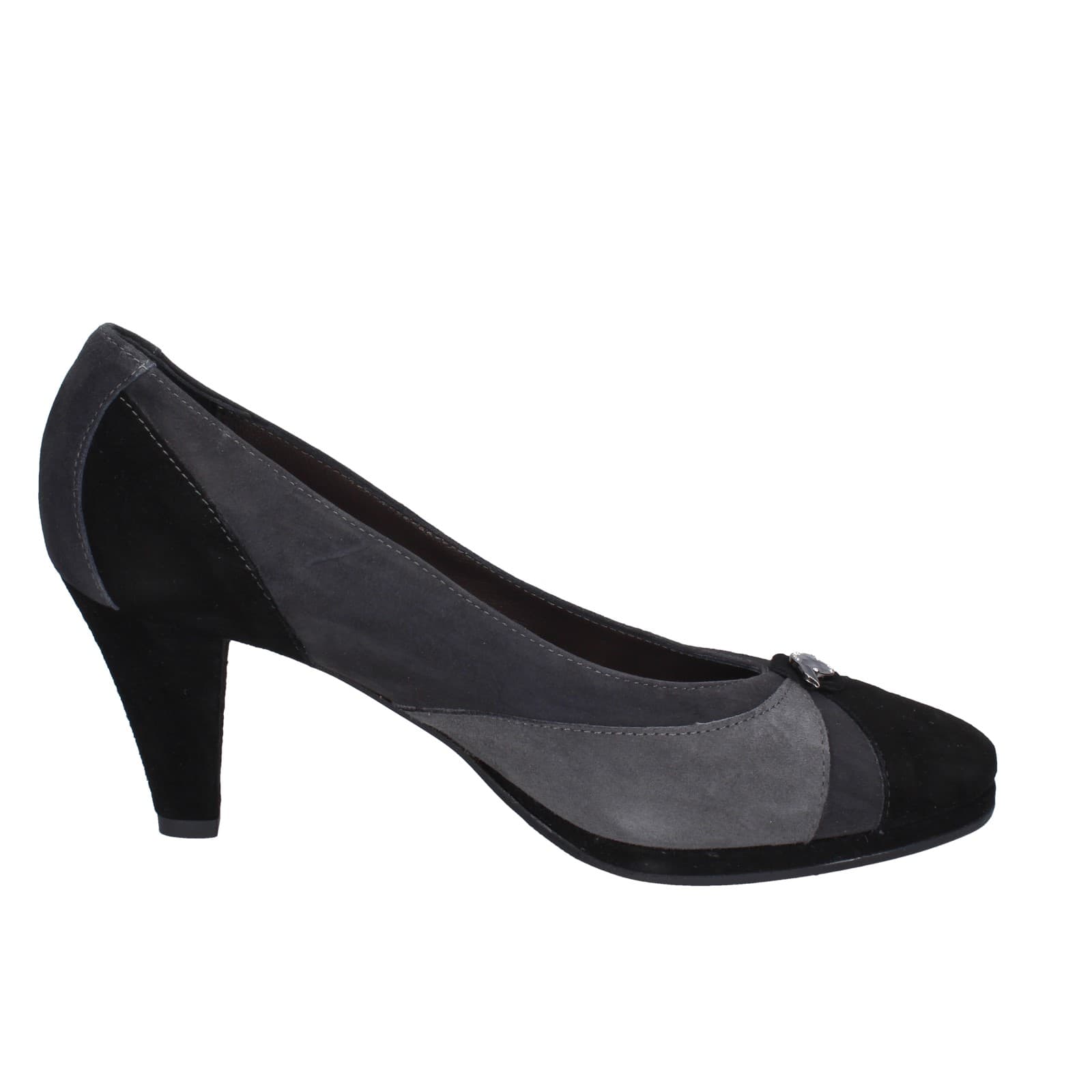 scarpe donna CONFORT decollete nero camoscio grigio EZ369 Outlet