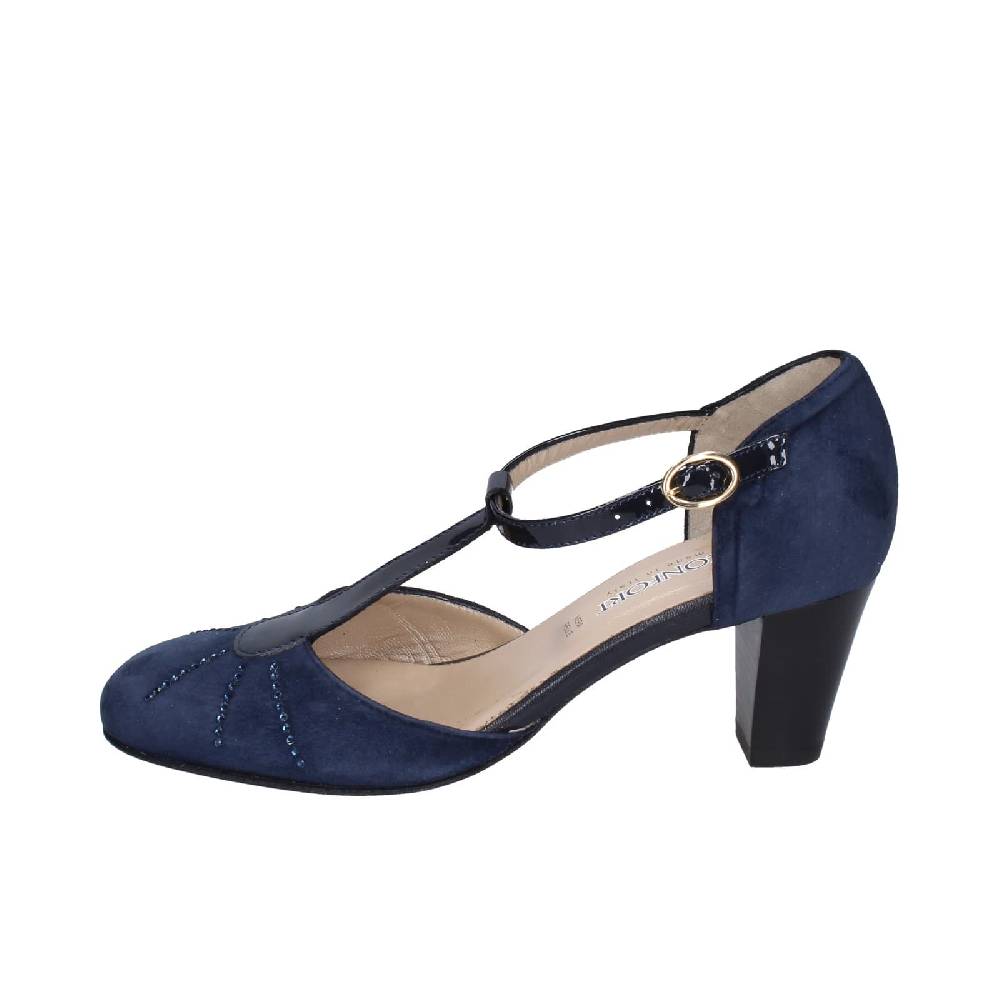 scarpe donna CONFORT decollete blu camoscio strass EZ370 In Vendita