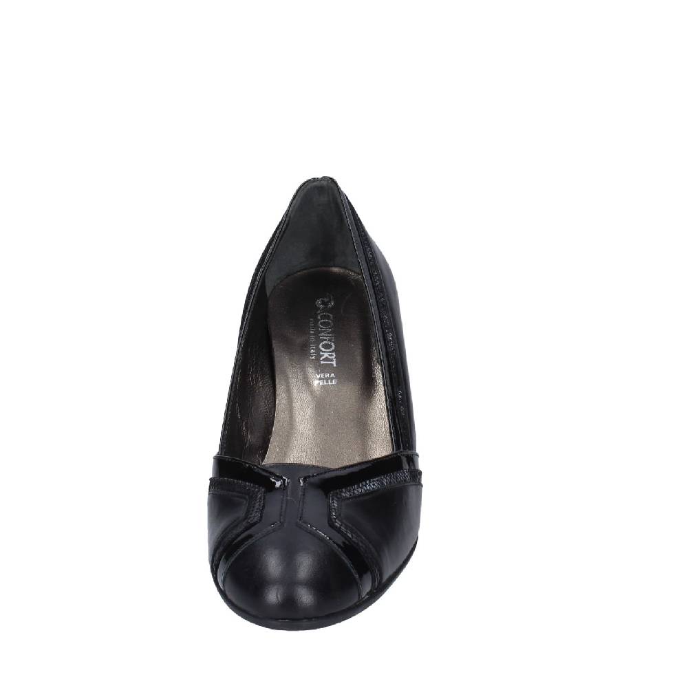 scarpe donna CONFORT decollete nero pelle vernice EZ371 Saldi