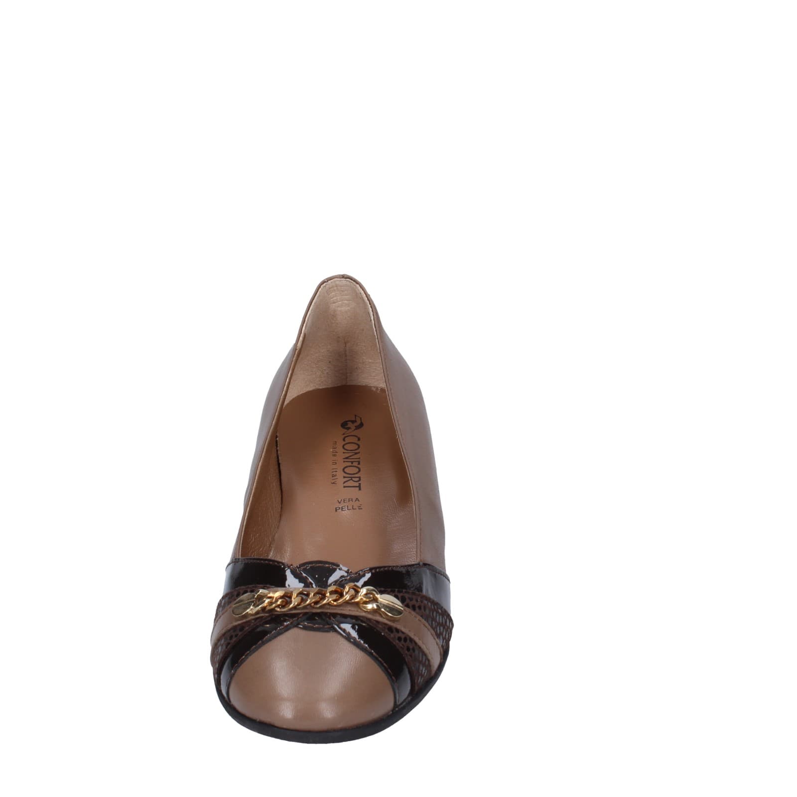 scarpe donna CONFORT decollete marrone pelle EZ392 Offerte