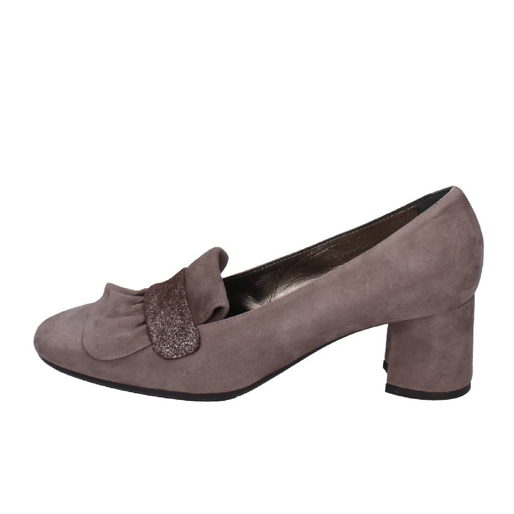 scarpe donna CONFORT decollete marrone camoscio EZ399 Nuova