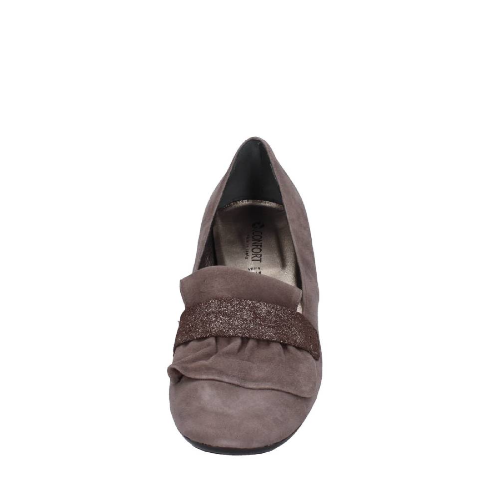 scarpe donna CONFORT decollete marrone camoscio EZ399 Nuova