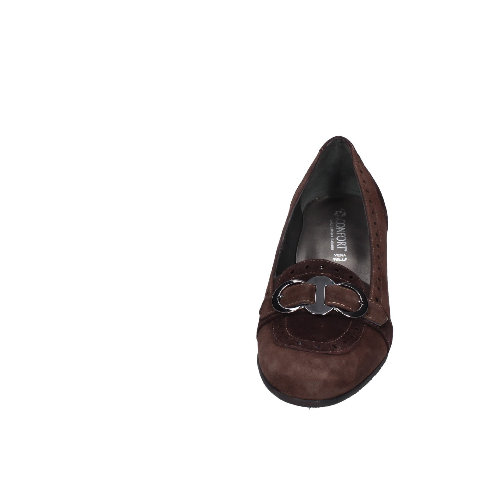 scarpe donna CONFORT decollete marrone camoscio 1607 EZ338 Esporta salva