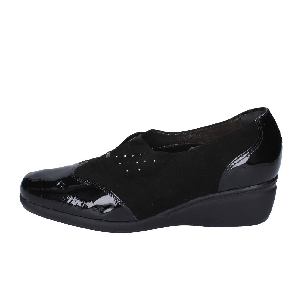 scarpe donna CONFORT decollete nero vernice camoscio EZ330 Italia