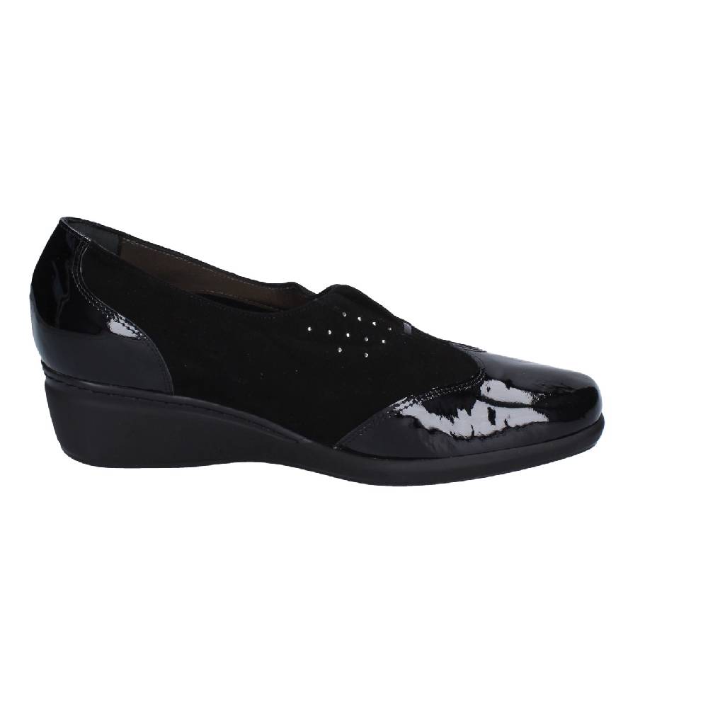 scarpe donna CONFORT decollete nero vernice camoscio EZ330 Italia