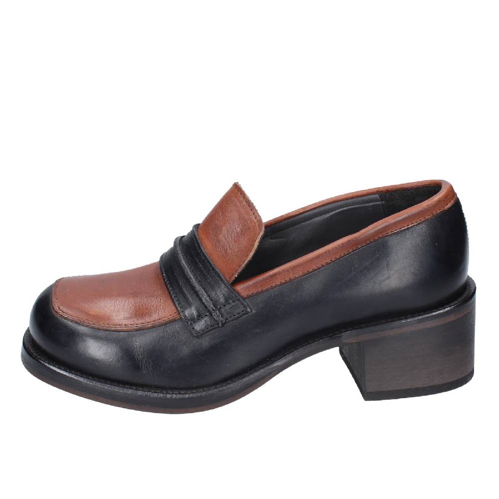 scarpe donna MOMA mocassini marrone pelle nero 72304E EY559 Spedizione Gratuita