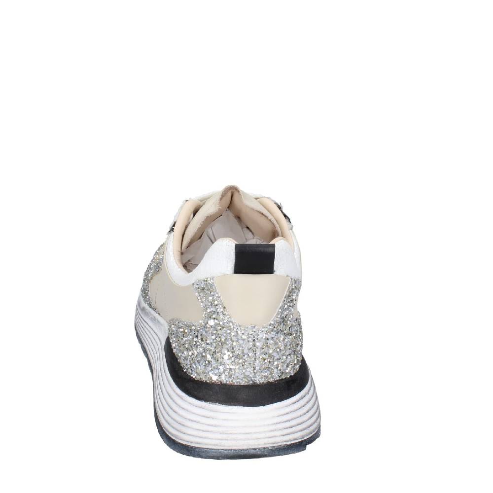 scarpe donna MOMA sneakers beige pelle argento glitter 3AS401 EY558 In Vendita
